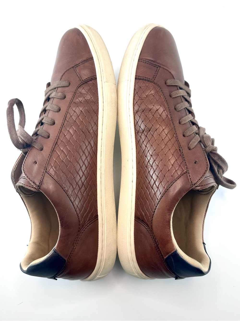 Vince Camuto Men's Woven Leather Low Top Sneakers Size 11 Brown